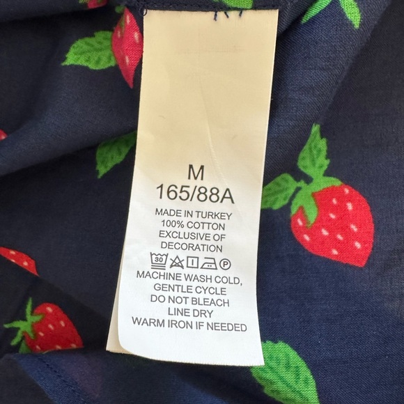 Kate Spade Navy Blue with Strawberry Print Tossed strawberry puff sleeve top - Picture 7 of 11